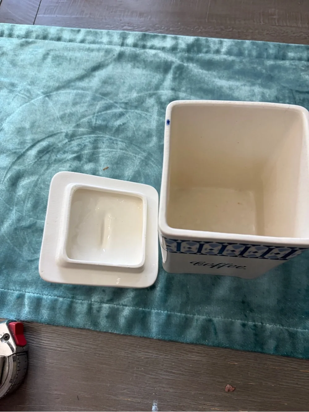 Blue & White Ceramic Coffee Canister - Decorative Kitchen Storage